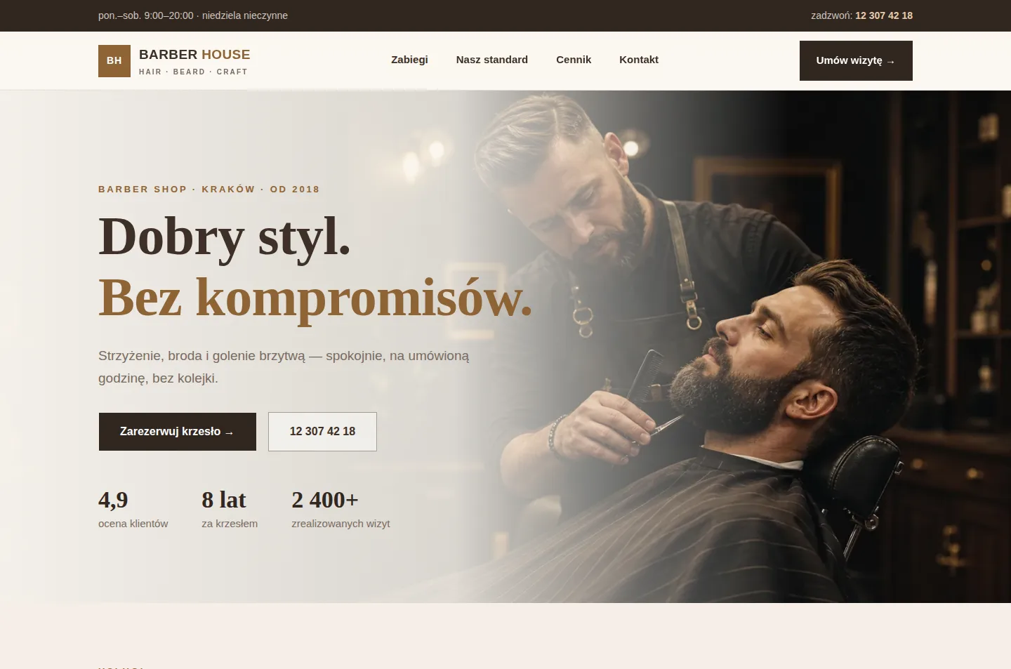 Podgląd szablonu Barber House